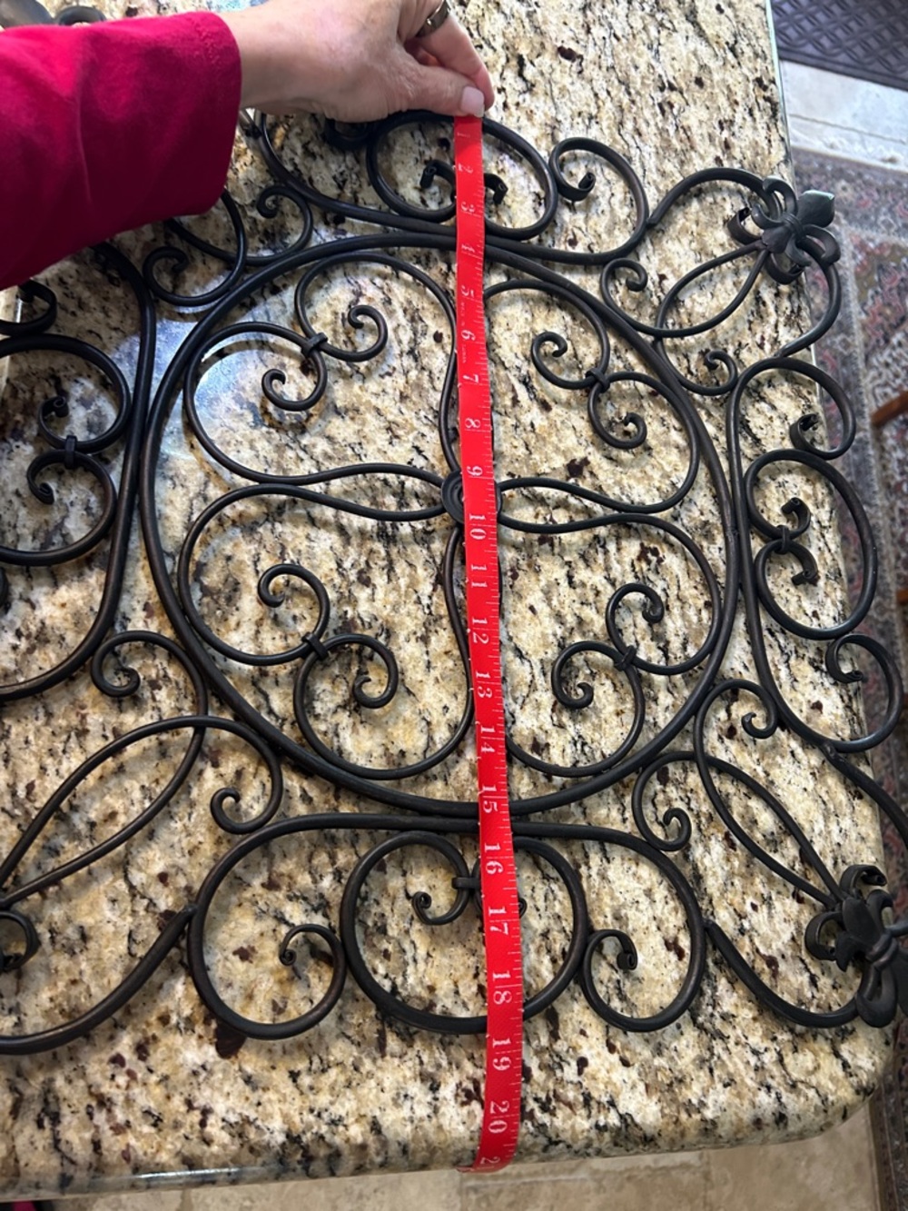Hand Crafted Black Wrought Iron Wall Scroll Accent - Picture 6 of 9